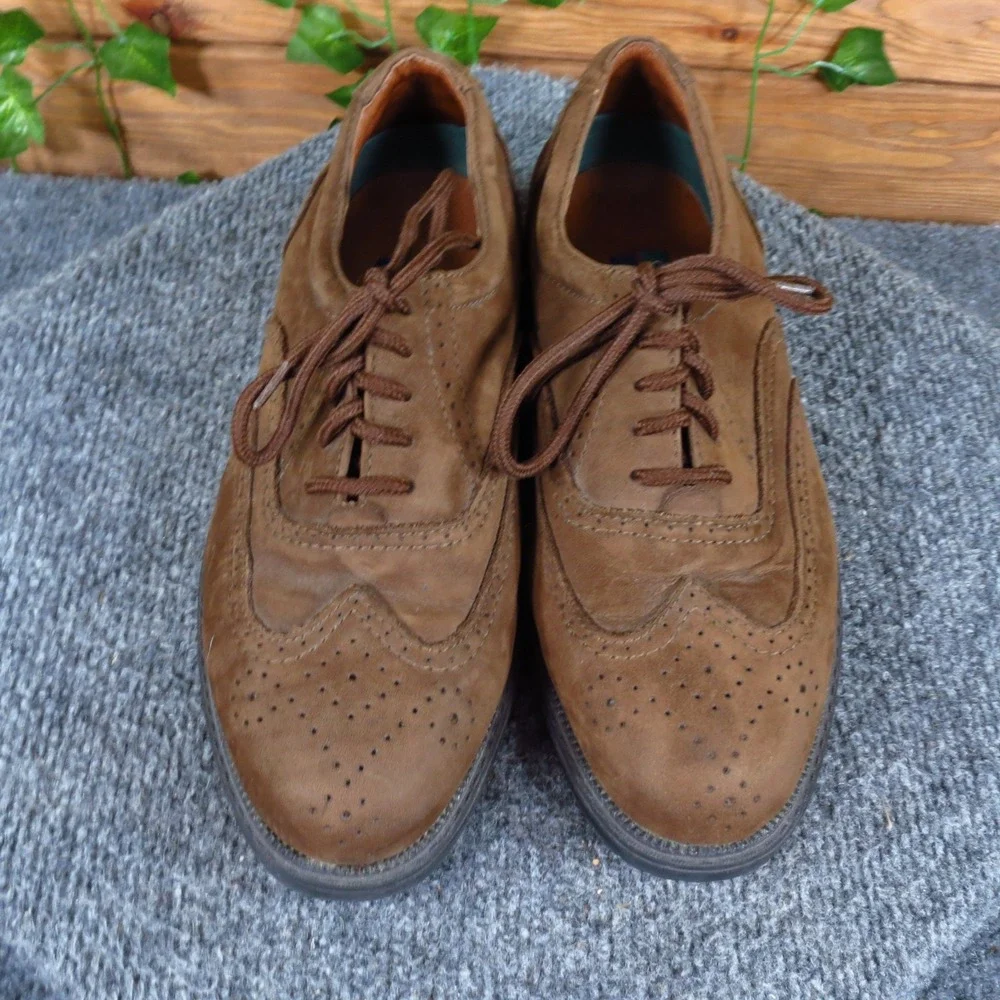Claybrooke Montana Men Wingtip Oxford 7.5 M Dress Work Brown Leather Lug Sole